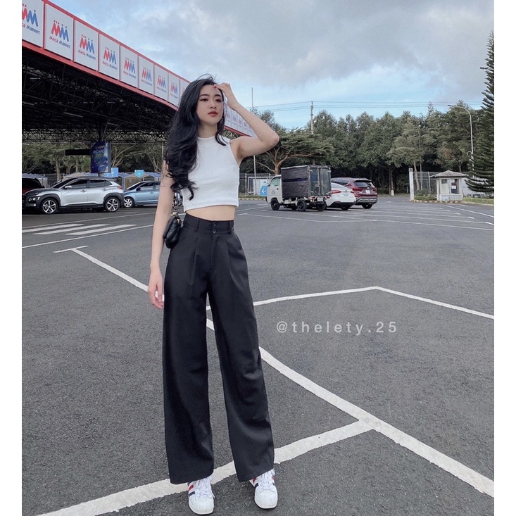 Quần Suông 2 Nút Cotton Lụa - THELETY.25