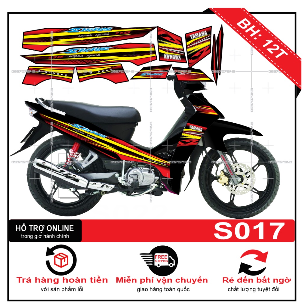 TEM RỜI SIRIUS TỔ ONG ĐỎ ĐEN -- SHIN DECAL 2