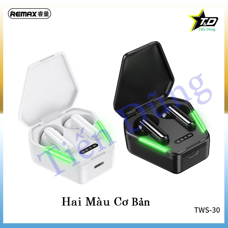 Tai nghe bluetooth không dây Remax TWS-30 kiểu dáng thể thao có đốc sạc dung lượng pin 380mAh đèn lèn hiển thị