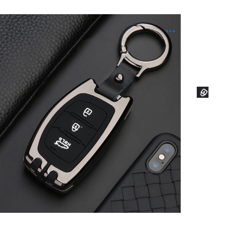 Ốp Chìa Khóa Xe Hyundai Elantra, Tucson, I10, Creta, Stagazer Mẫu Inox Lót Silicon Cao cấp