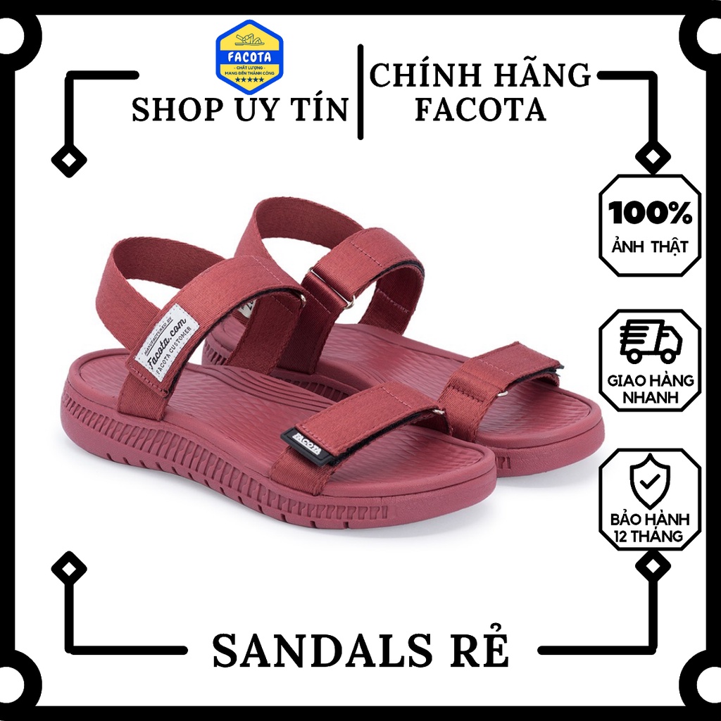 FACOTA | Giày dép sandal 2 quai nữ hồng mận đi học, đi chơi AN04