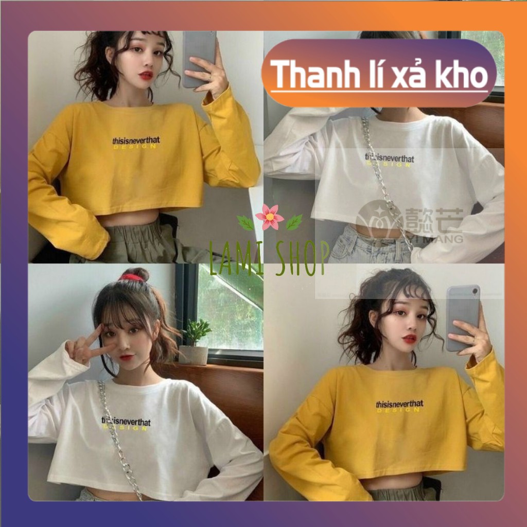 [lamhuynh95] Áo thun tay dài croptop It's never that Design có hai màu siêu xinh