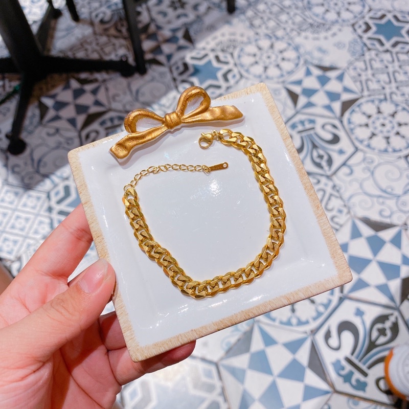 Lắc tay titan xích lật KHÔNG ĐEN - màu vàng