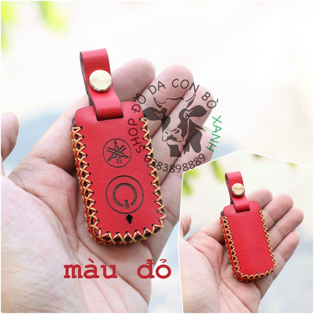 [Màu đỏ] Bao Da Chìa Khóa Smartkey Yamaha NVX, Janus, Nozza Grande, FreeGo, Latte, Exciter 155 VVA handmade da thật