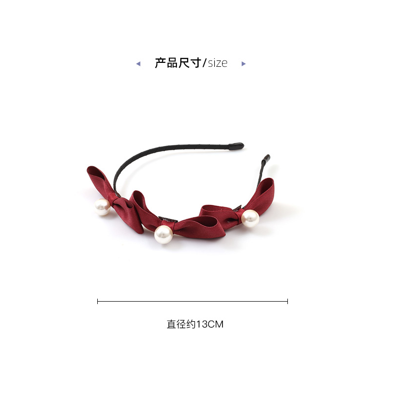 Băng đô cài tóc đính nơ và ngọc trai thời trang Hàn Quốc