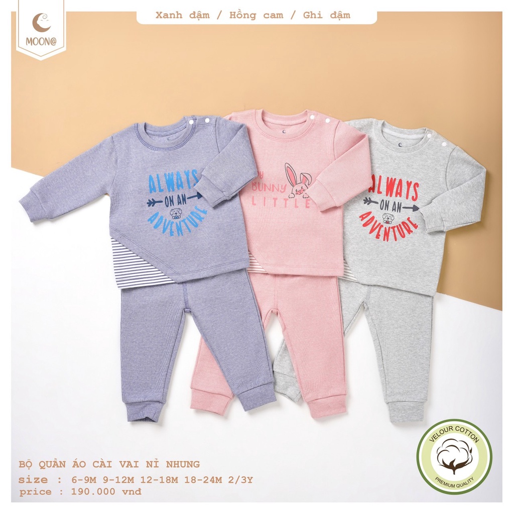 Bộ dài tay nỉ nhung MOON size 6-36M