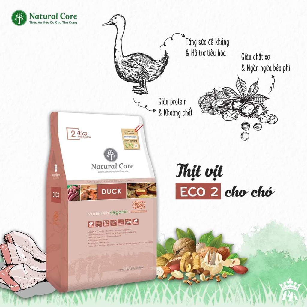 thức ăn hữu cơ NATURAL CORE cho chó vị thịt vịt