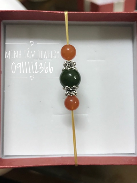 Charm mũ chụp hạt đá hai bên bạc Thái S925