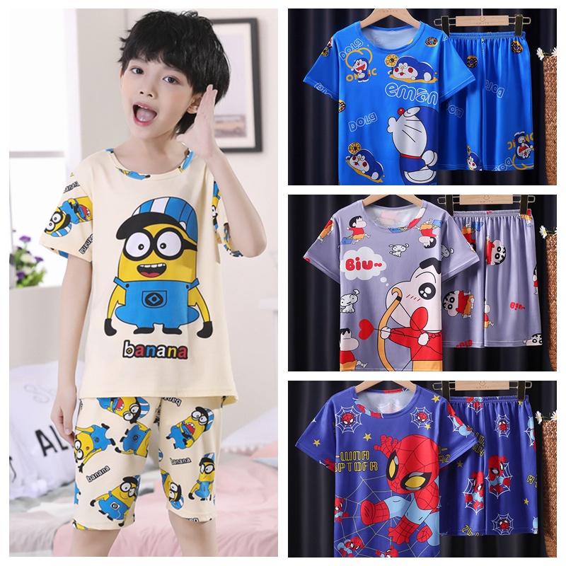 Bộ đồ ngủ tay ngắn cổ tròn in hình Doraemon nhiều mẫu tùy chọn thời trang Hàn Quốc cho bé trai