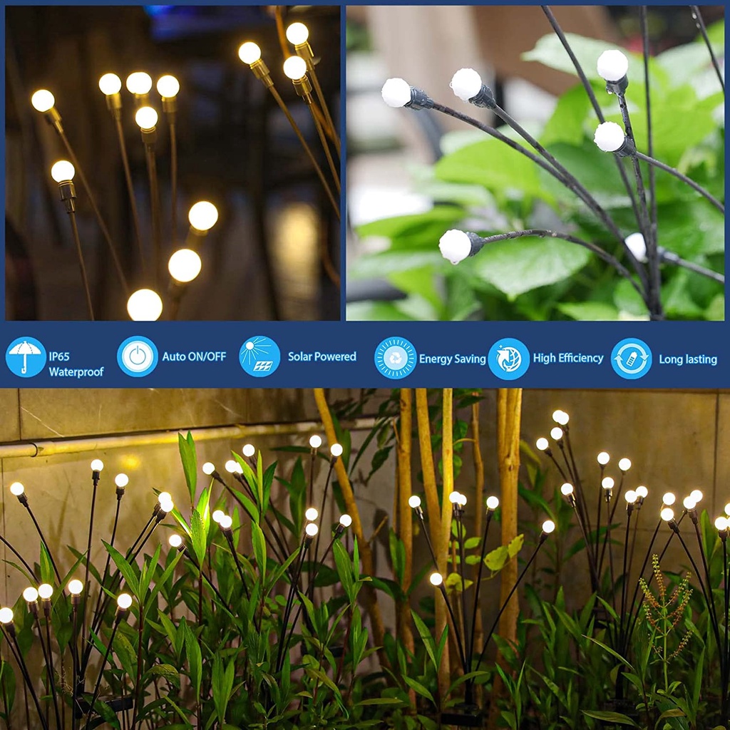 Đèn Led Năng Lượng Mặt Trời Chống Thấm Nước Hình Pháo Hoa Trang Trí Sân Vườn