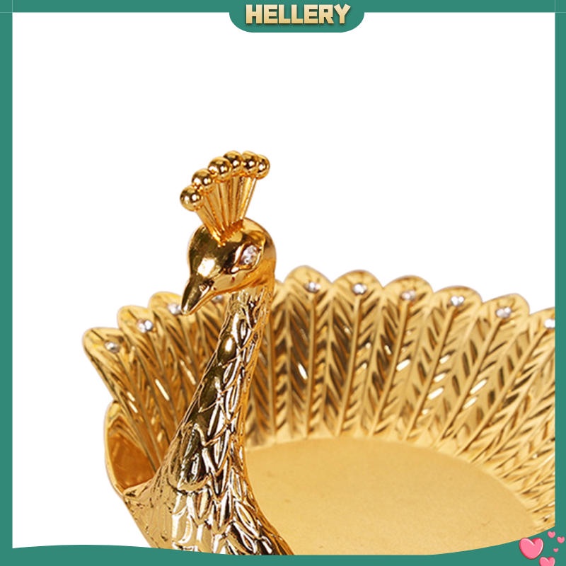 Đĩa Đựng Trái Cây Hình Chim Công Bằng Kim Loại Màu Vàng Sang Trọng