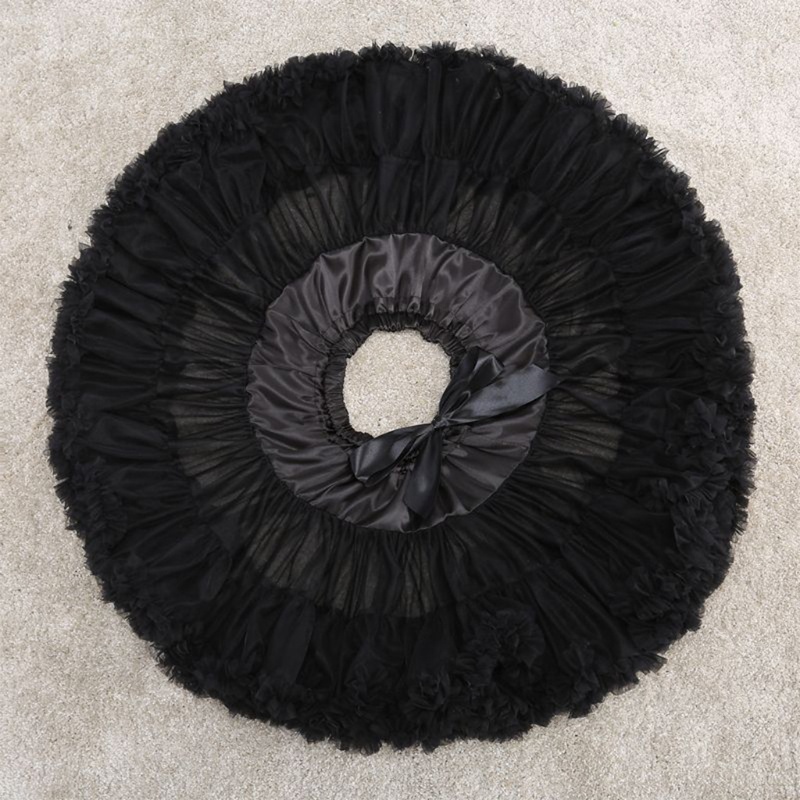 Chân Váy Xòe Tutu Lưng Cao Co Giãn Nhiều Lớp Bằng Vải Tuyn Đính Nơ Ngọt Ngào Cho Nữ