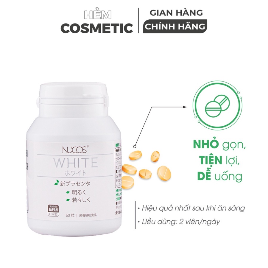 Viên uống trắng da mờ thâm nám Nucos White 60 viên - Hẻm Cosmetic