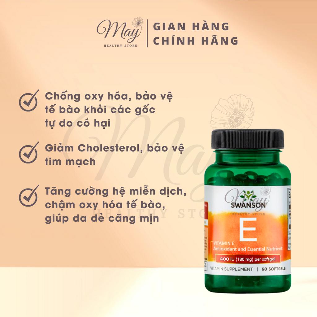 Viên Uống  Swanson Vitamin E 400 IU  Ngăn Ngừa Lão Hóa, Bảo Vệ Sức Khỏe Tim Mạch