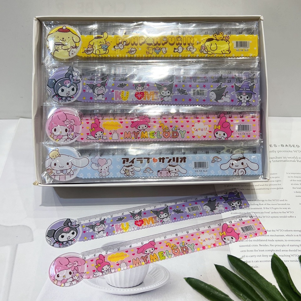 Phim hoạt hình phim hoạt hình thước sanrio 15cm quy mô trong suốt thước vẽ thước đo học sinh văn phòng phẩm thước wj001