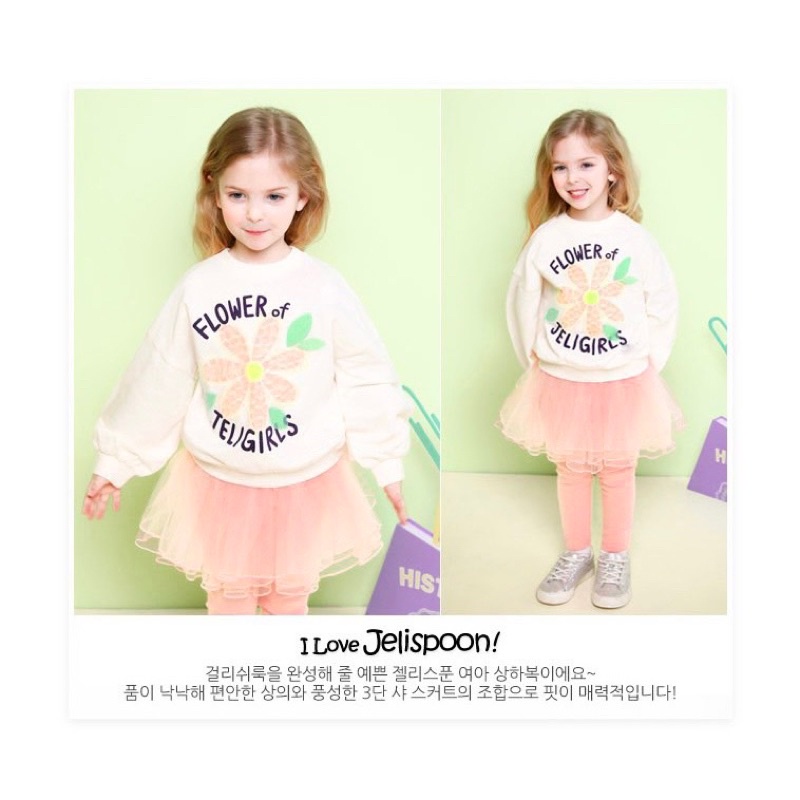 Áo Nỉ Bé Gái Kèm Váy Jelispoon Dư Xịn, Set Bộ Nỉ Bé Gái size 100-150