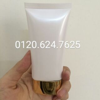Tuýp nhựa trắng nắp xi vàng 50ml