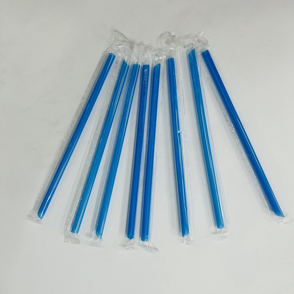 5kg ống hút bọc màng màu xanh dương, ống hút trà sữa phi 12 và ống hút đá xay phi 8 cao cấp bọc màng nilon từng ống