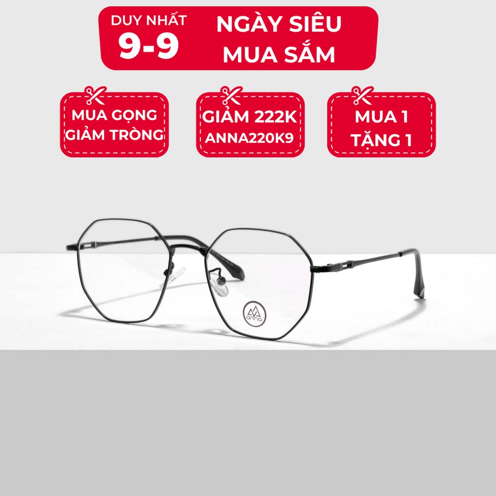 Gọng kính kim loại thời trang nam nữ ANNA cho người cận dáng tròn dễ phối đồ - 160KL063