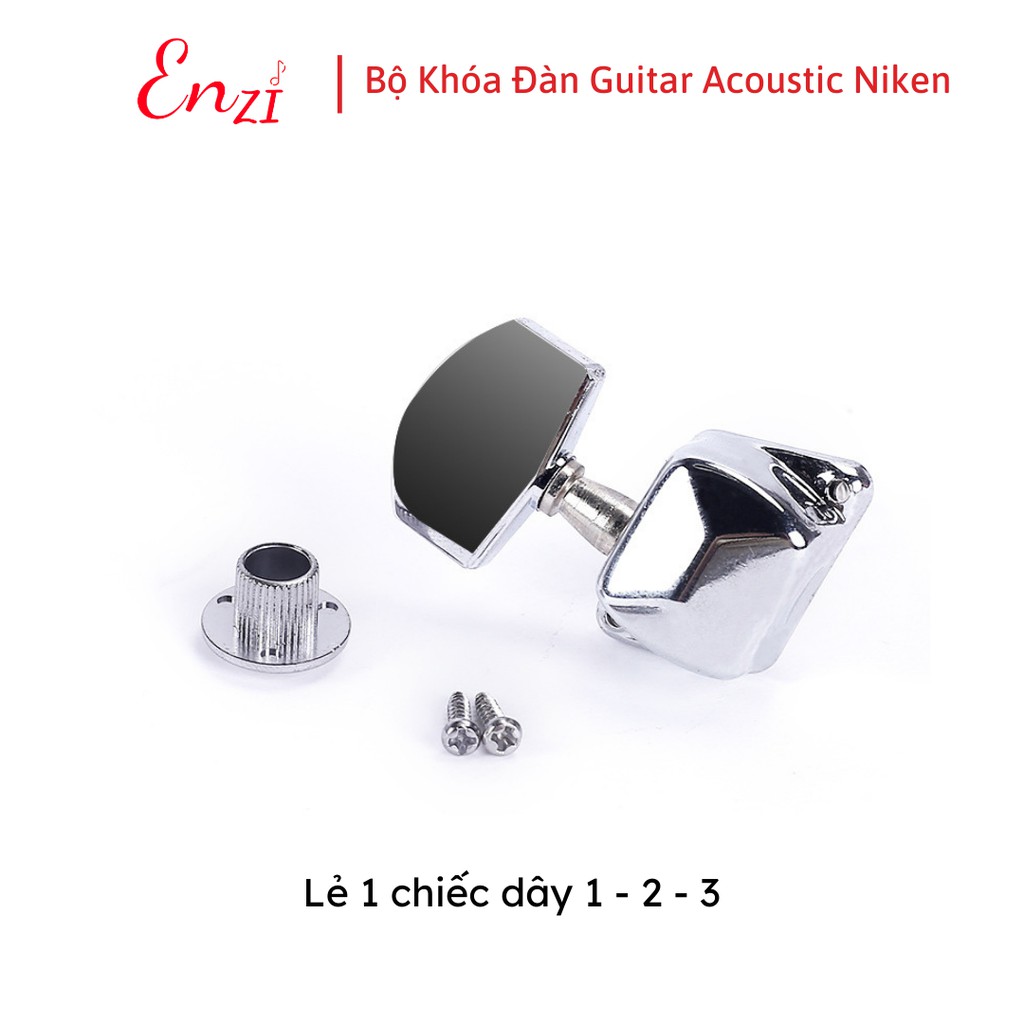 Khóa đàn guitar acoustic khóa hộp làm bằng thép không gỉ mạ niken, khóa đúc đặc đủ bộ Enzi
