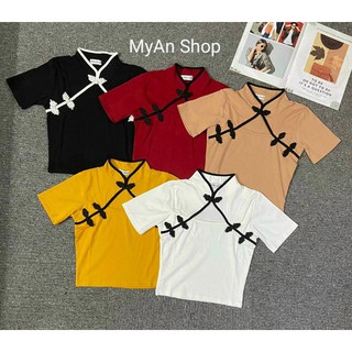 🌈 ÁO CROPTOP BODY CỔ TÀU CÚC CÁNH TIÊN - ảnh thật🎉