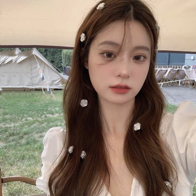 Kẹp tóc hoa trà màu trơn dễ thương Loli