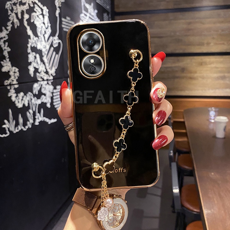 Ốp Điện Thoại Dẻo Có Dây Đeo Tay Cho OPPO Reno 8T 9 8 Pro Plus 7 6 5 A58 A1 A36 A76 A96 A95 A74 A54 A55 A57