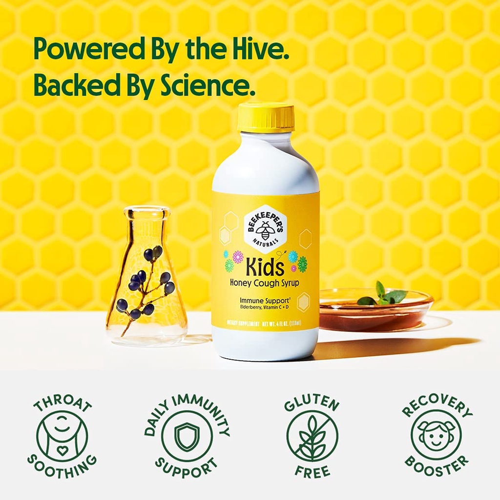 Siro ho mật ong BEEKEEPER'S NATURALS Kids Daytime Honey Cough Syrup date 08.2025