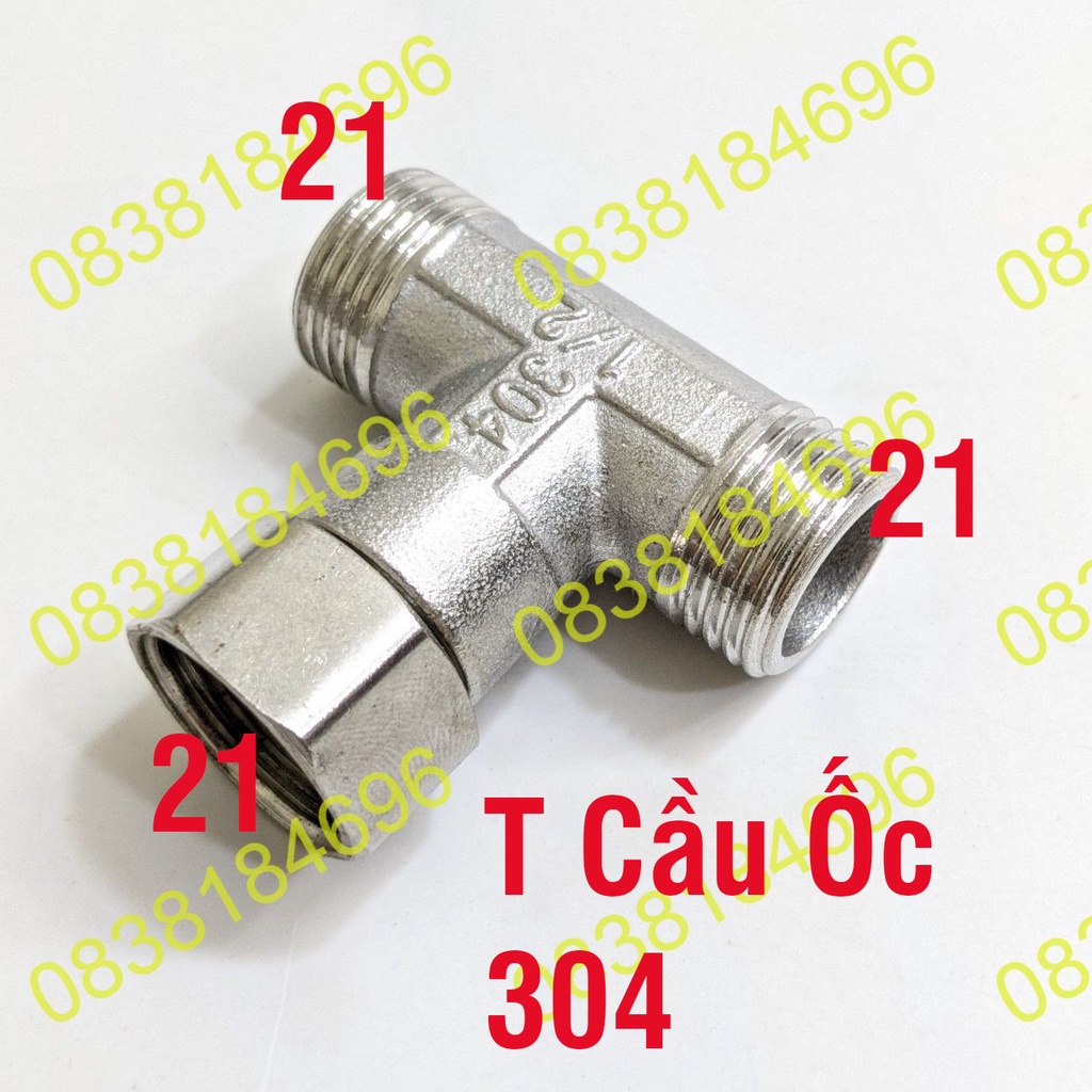 T cầu ỐC chia nước cho bồn cầu và vòi xịt vệ sinh INOX SUS 304