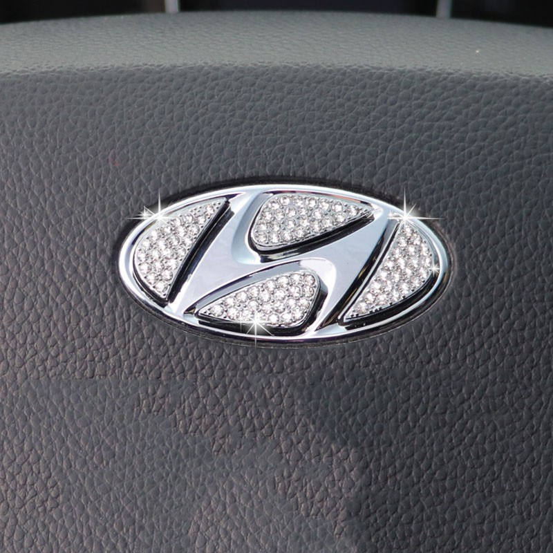 Miếng dán trang trí vô lăng đính đá dành cho xe hơi Hyundai Elantra Grand Starex Santa Fe Sonata Tucson Matrix Accent