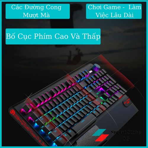 Bàn Phím Cơ Gaming Cao Cấp K1000 FULL LED RGB Có Kê Tay, Bàn Phím Máy Tính Có Blue Switch Gõ Cực Đã Cho Laptop, PC