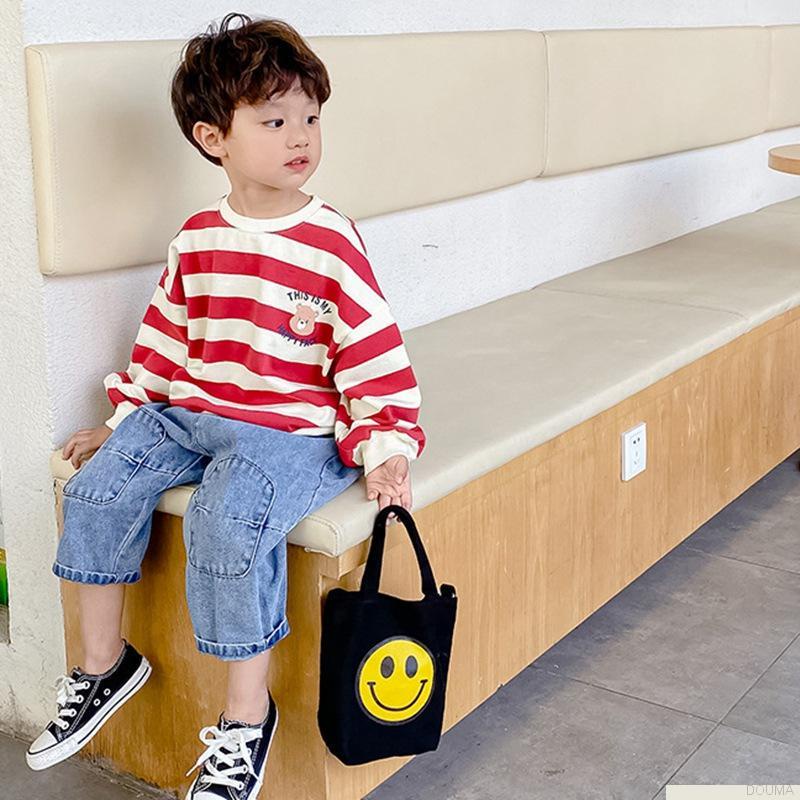 Túi xách tay bằng vải canvas in hình dễ thương phong cách Hàn Quốc dành cho trẻ nhỏ