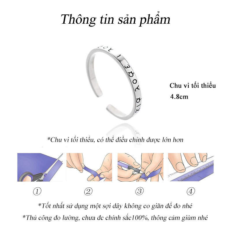 🔥🔥Nhẫn Nữ Chữ Kim loại Mỏng Màu bạc Cá Tính NH-098