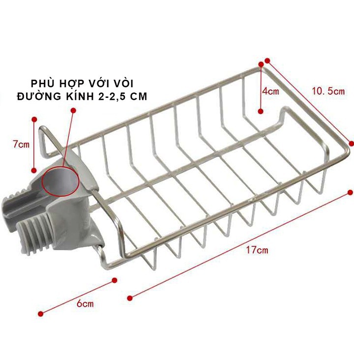 Kệ để đồ rửa chén kiêm Giá treo inox thiết kế gắn vòi nước thông minh