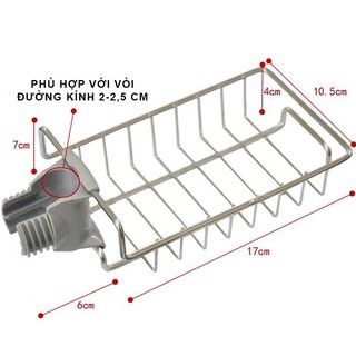 Kệ để đồ rửa chén kiêm Giá treo inox thiết kế gắn vòi nước thông minh