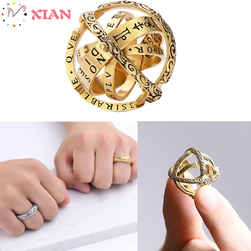 Nhẫn hình quả cầu thiên văn xoay nhiều màu sắc thời trang