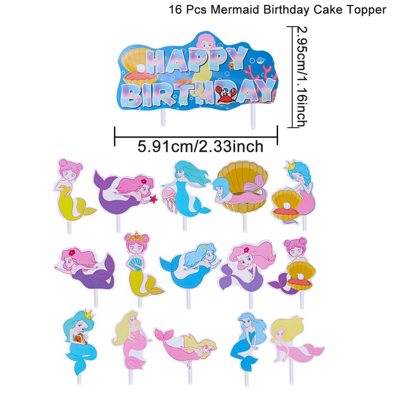 Bộ Dây Banner Trang Trí Sinh Nhật 1 Tuổi Hình Vỏ Sò/Bạch Tiên Cá Dành Cho Bé