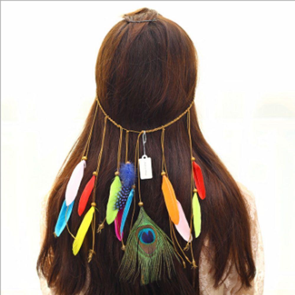 Băng Đô Cài Tóc NICKOLAS Đính Lông Vũ Phong Cách Boho Thời Trang Cho Nữ