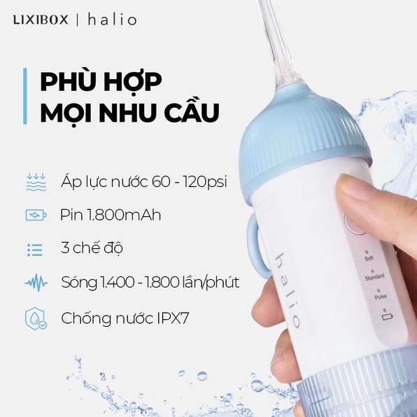 Combo Máy Tăm Nước Halio, Máy Rửa Mặt Halio Originals, Bàn Chải Điện
