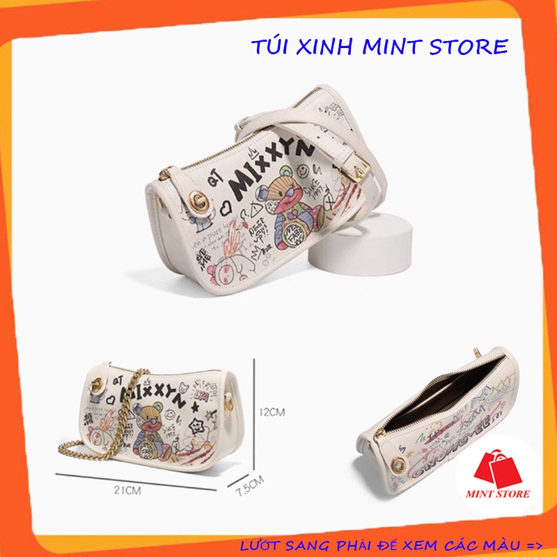 Túi xách nữ đẹp đi chơi da mềm họa tiết gấu dễ thương PK 400