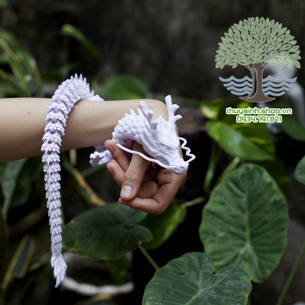 Mô Hình Rồng Trắng cử động khớp linh động in công nghệ 3D trang trí nhà cửa, bàn trà, hồ thủy sinh, tiểu cảnh