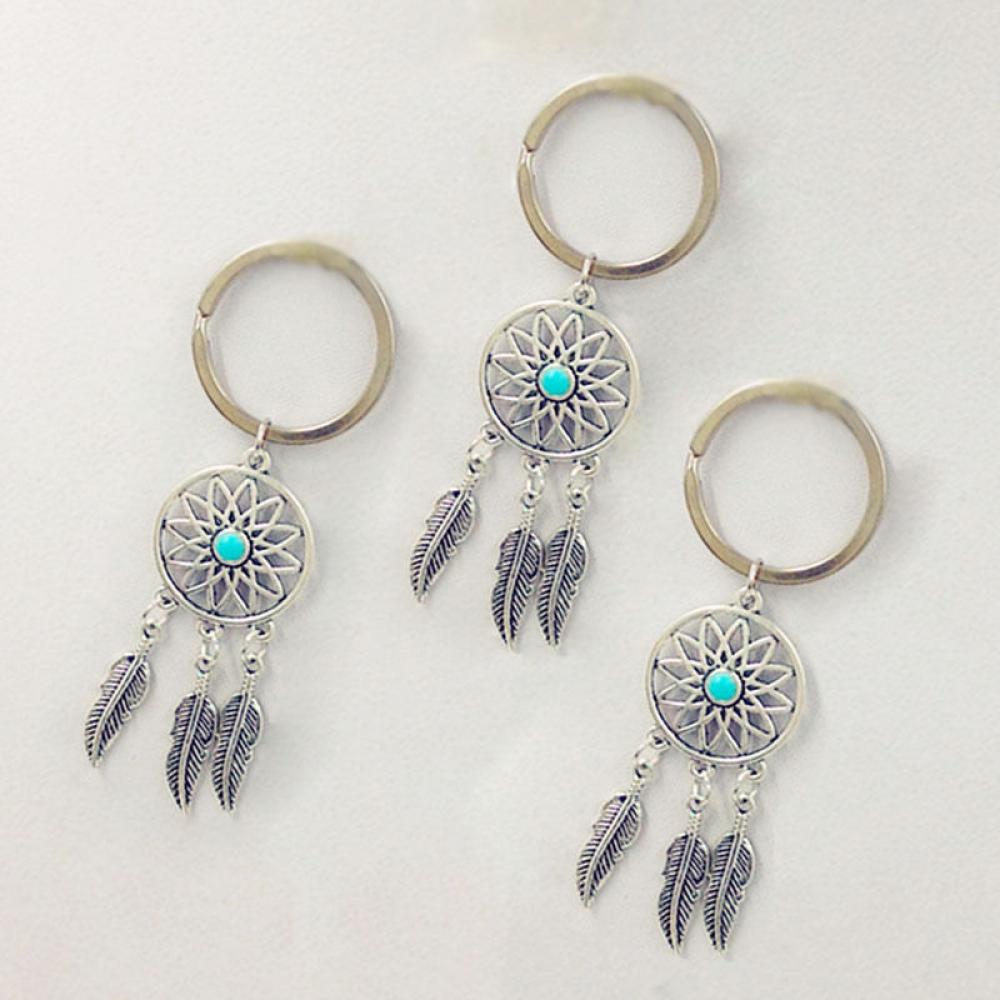Móc khóa hình dreamcatcher phối lông vũ độc đáo sáng tạo