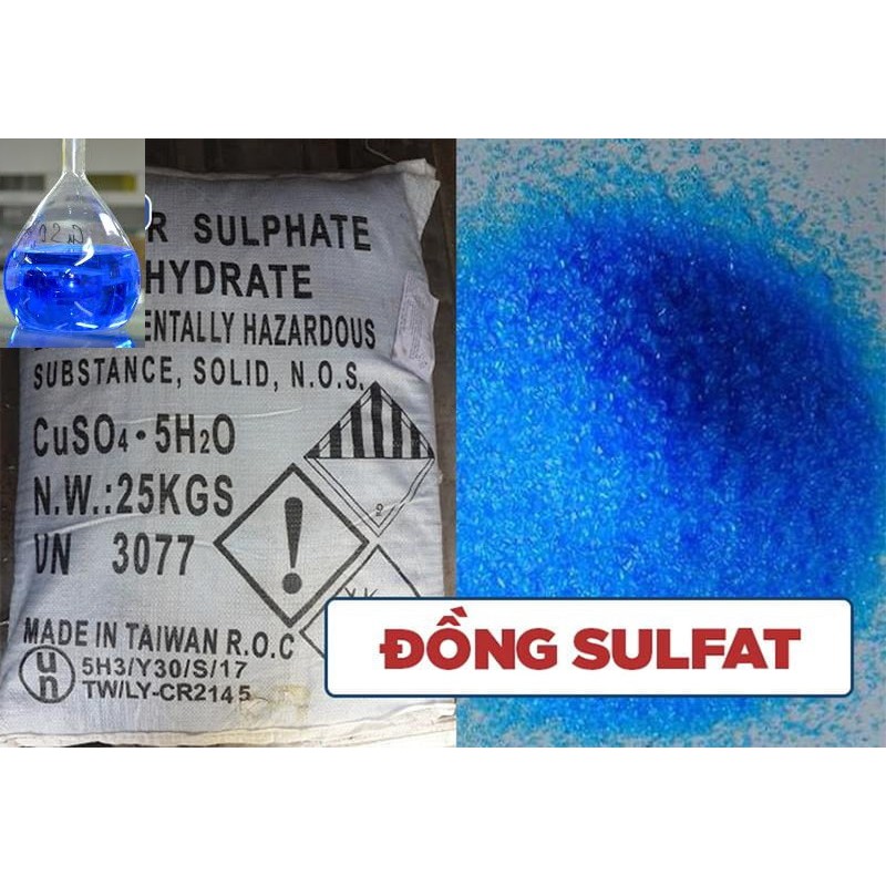 Đồng sunfat CuSO4 500g không tạp chất (xử lý nước bể bơi, làm thí nghiệm, làm tinh thể)