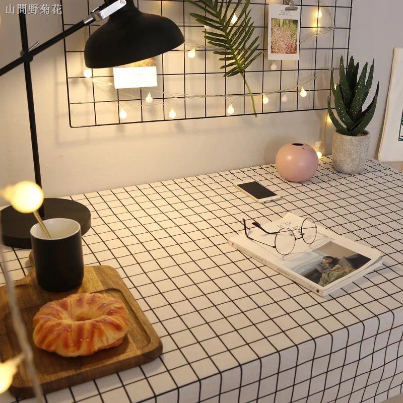 Khăn trải bàn decor PVC không thấm kẻ caro nước lót bàn ăn bàn học cute trang trí chống thấm