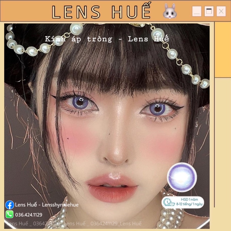 Lens Xanh biển BLUE - kính áp tròng màu tây tone lolita - Lens Huế