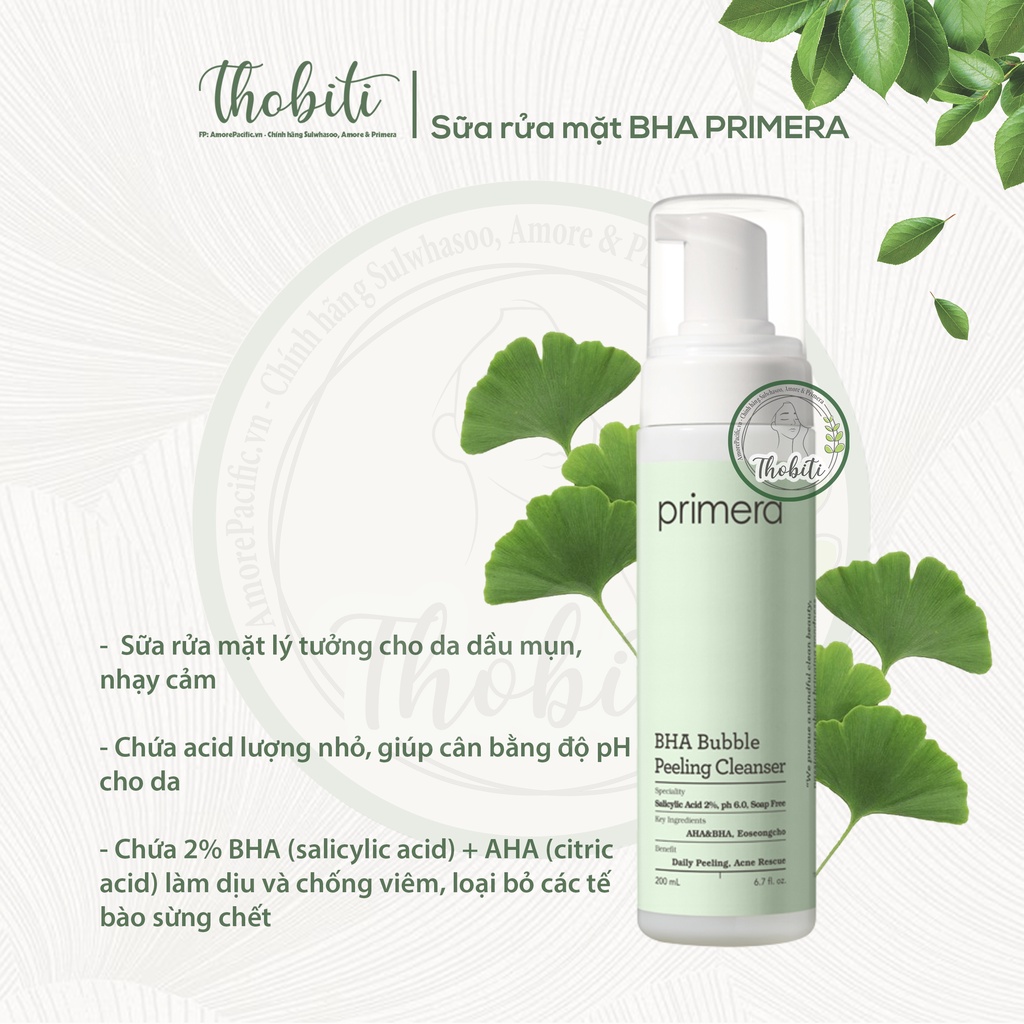 Sữa Rửa Mặt Primera BHA Bubble Peeling Cleanser - 200ml