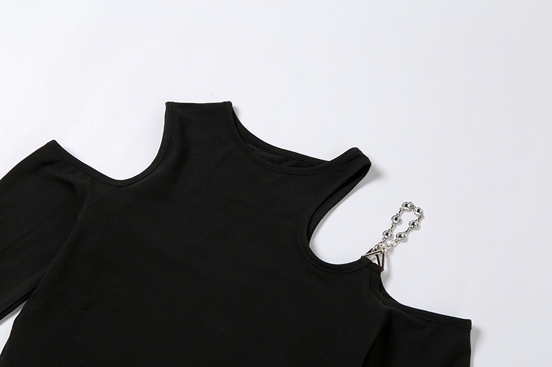 DUNEA Áo Thun Tay Dài Khoét Lỗ Hở Vai Gợi Cảm Thời Trang Cho Nữ