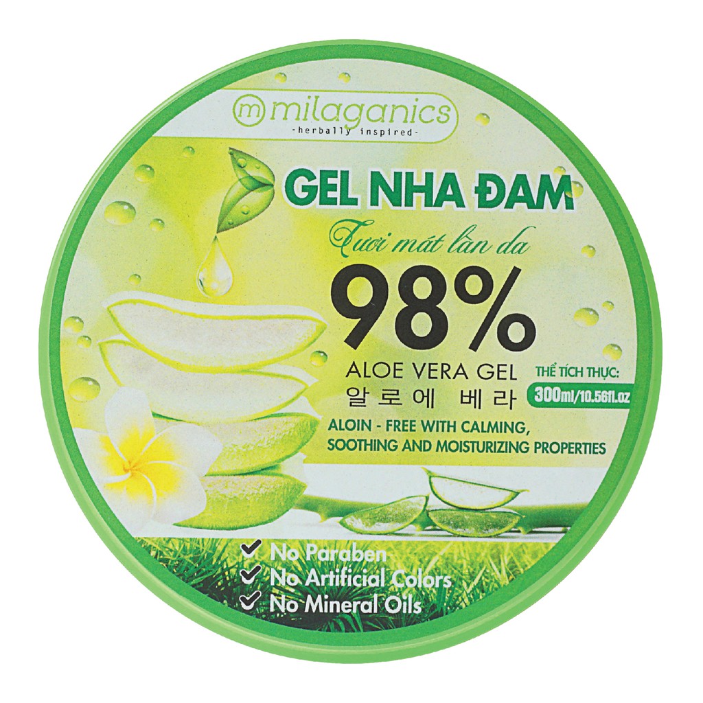 Combo Gel Trà Xanh & Gel Nha Đam Dưỡng Ẩm Đa Năng MILAGANICS 300ml/ Hũ