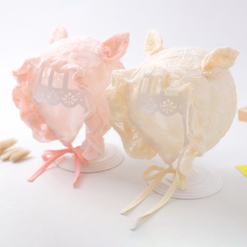 Mũ Beanie Chống Nắng Phối Ren Công Chúa Dễ Thương Làm Phụ Kiện Chụp Ảnh Cho Bé Sơ Sinh