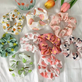 Dây buộc tóc, cột tóc vải scrunchies họa tiết trái cây dễ thương hottrend phong cách ulzzang Hàn quốc cho nữ-Huthahomee